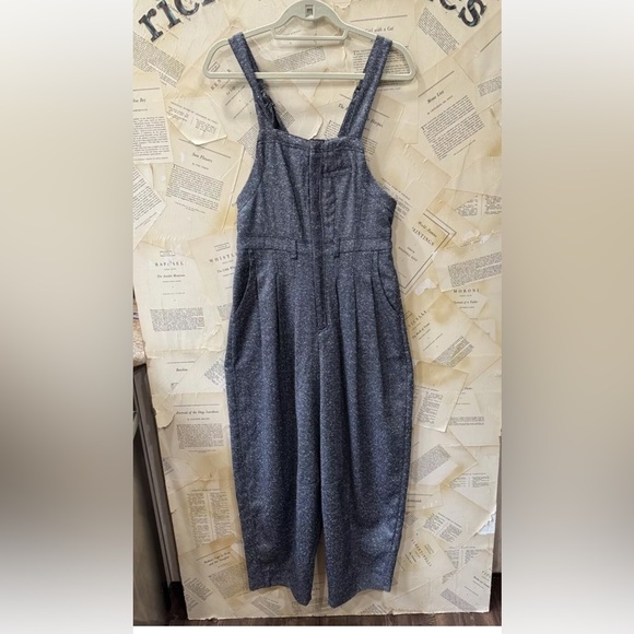 Free People Leonie Menswear One Piece Overall Pleated Adjustable Straps Tweed - Picture 6 of 8